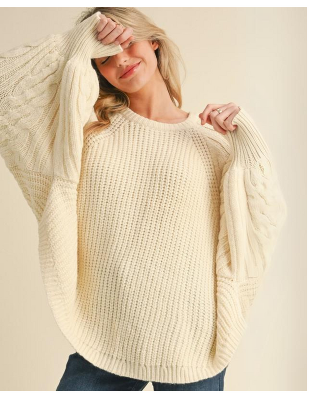 Oversized Cable Knit Sweater for Women