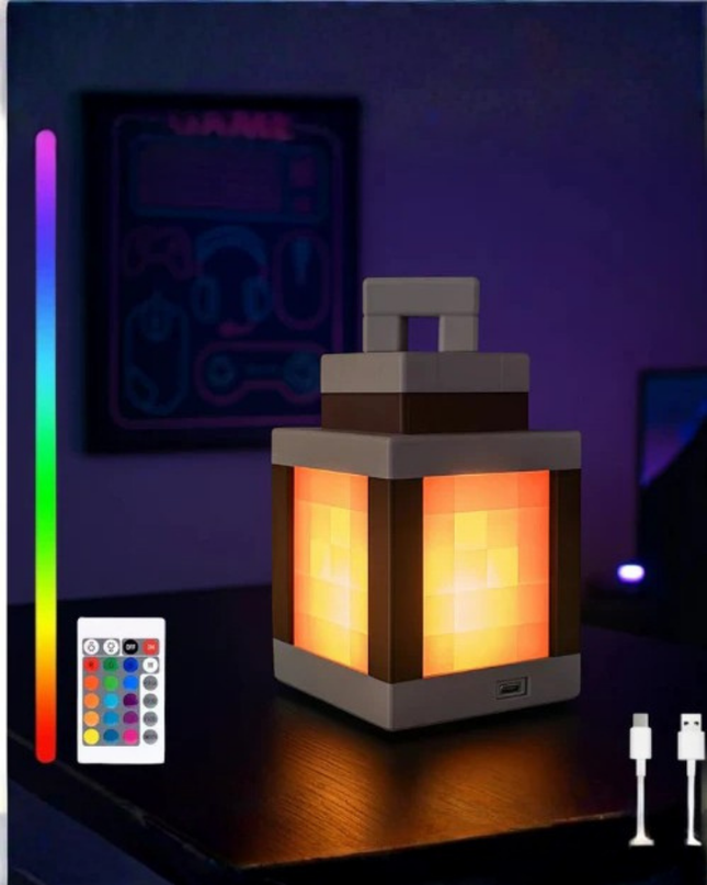 Pixel RGB Hanging Lamp – Gamer Style Wall Light with Remote Control
