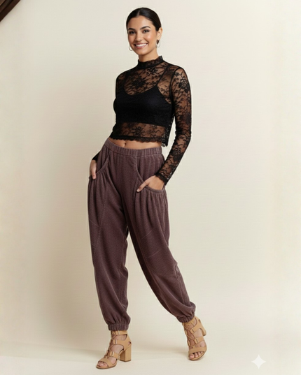 Burgundy Cargo Joggers – Wide Pocket Streetwear Pants
