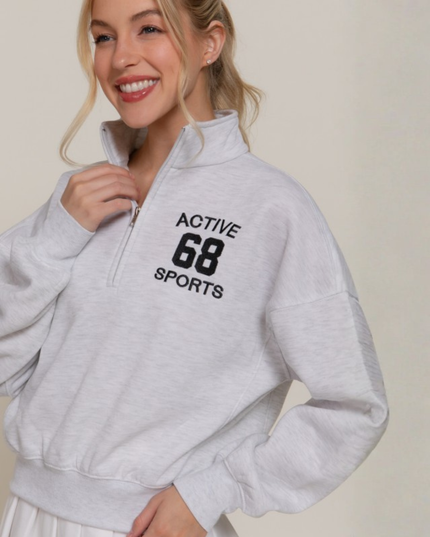 Relaxed Zip-Up High Neck Sweatshirt – Modern Street Style Essential