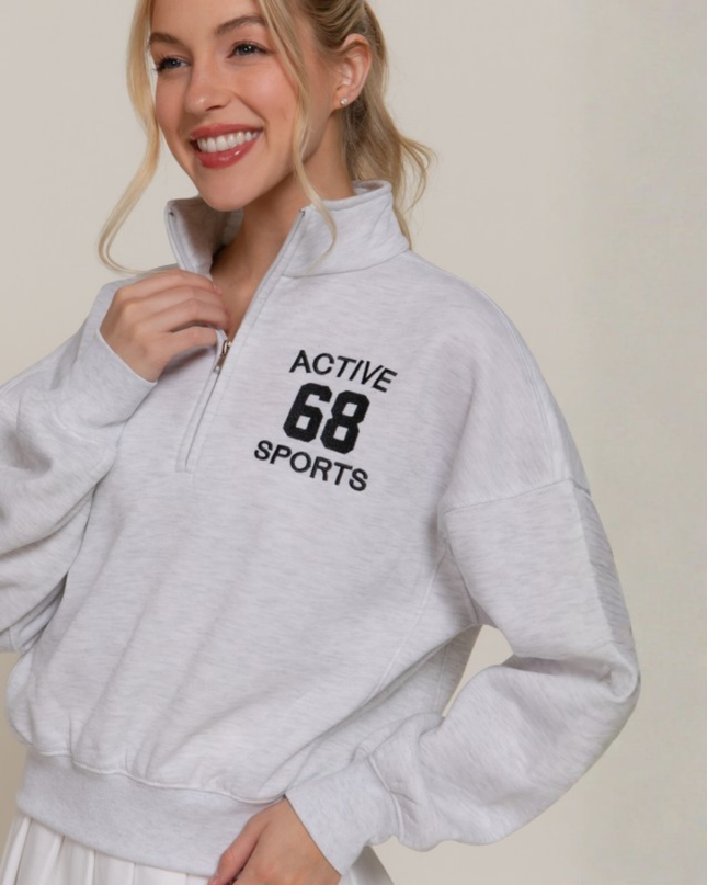 Relaxed Zip-Up High Neck Sweatshirt – Modern Street Style Essential