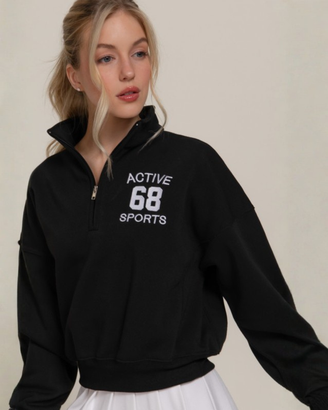 Relaxed Zip-Up High Neck Sweatshirt – Modern Street Style Essential