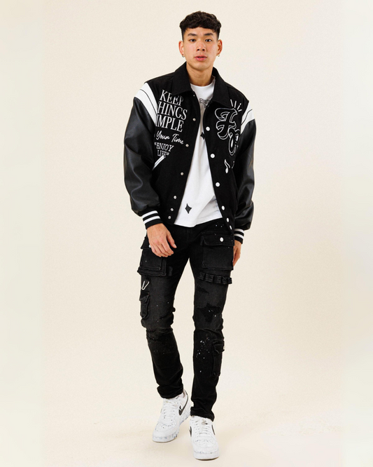 Black Yin|Yang Varsity Jacket