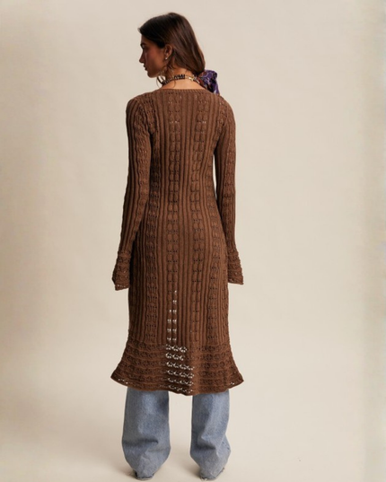 Crochet Longline Cardigan with Button Front