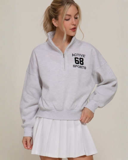 Relaxed Zip-Up High Neck Sweatshirt – Modern Street Style Essential