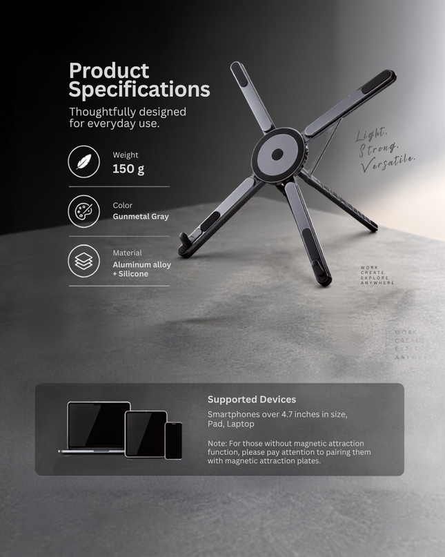 FOLDSET™ Magnetic Multi-Angle Stand