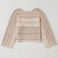 Hollow-out Cable Knit Cropped Sweater