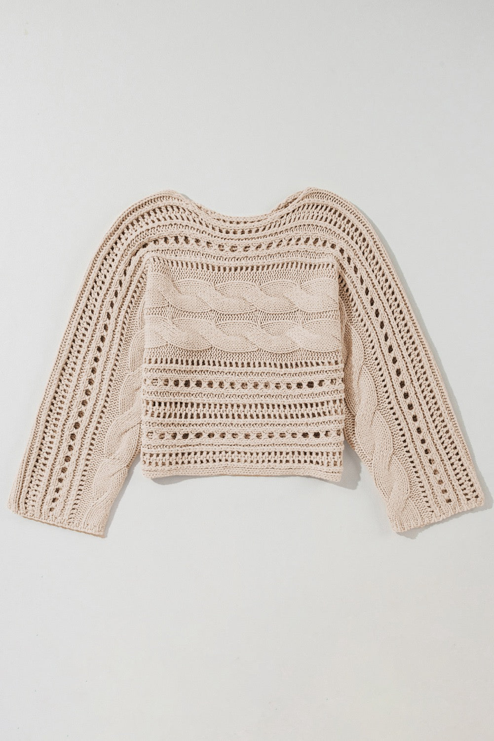 Hollow-out Cable Knit Cropped Sweater