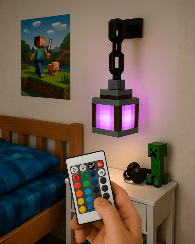 Pixel RGB Hanging Lamp – Gamer Style Wall Light with Remote Control