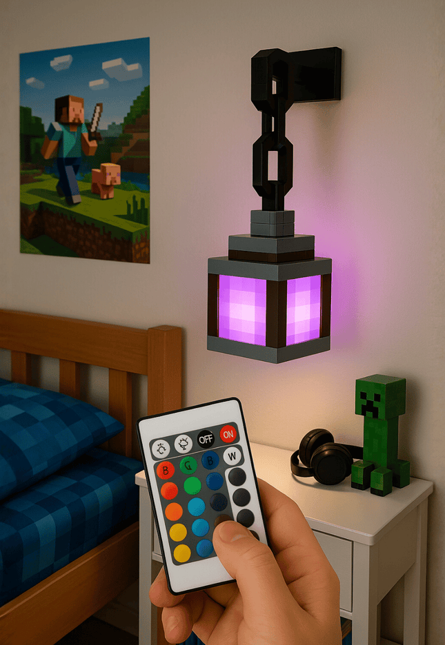 Pixel RGB Hanging Lamp – Gamer Style Wall Light with Remote Control