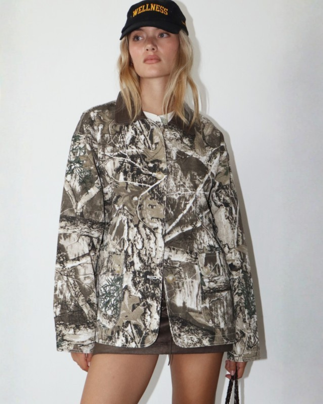 Camo Streetwear Oversized Button Jacket