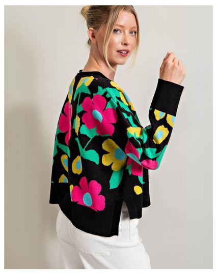 Retro Bloom Oversized Sweater
