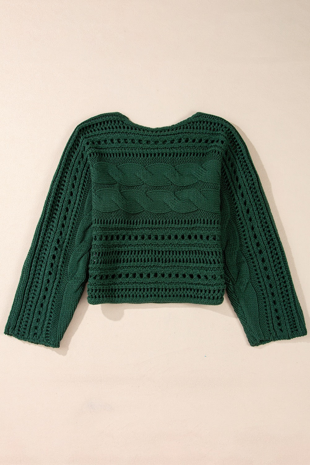 Hollow-out Cable Knit Cropped Sweater