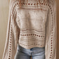 Hollow-out Cable Knit Cropped Sweater