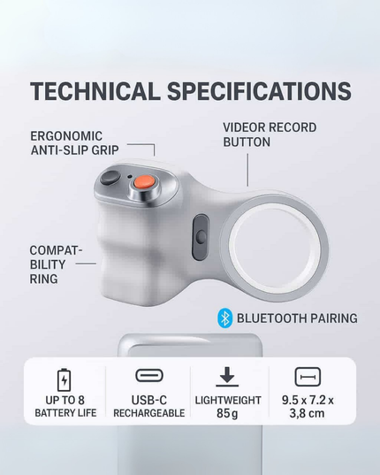 Magnetic Bluetooth Camera Grip – Universal Smartphone Photo Handle