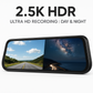 Smart Rearview Mirror with Front & Rear Camera, 2.5K Touchscreen, GPS & 32GB SD Card
