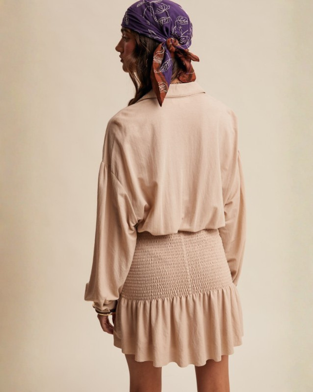 Smocked Mini Skirt & Button Down Top Set