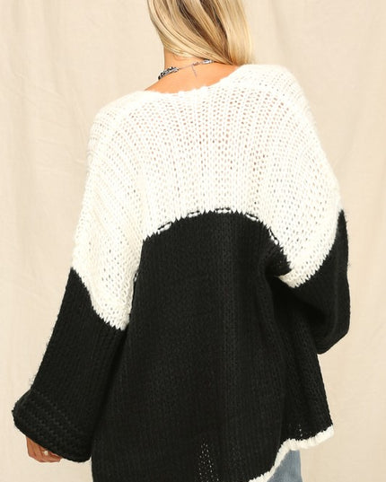 Open Front Chunky Knit Cardigan