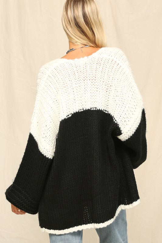 Open Front Chunky Knit Cardigan