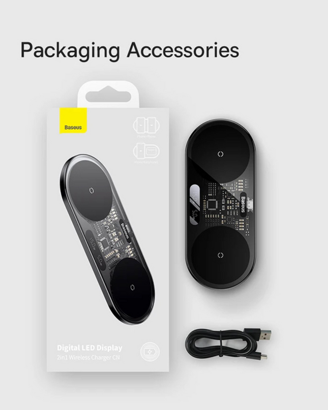 Digital Led 2 in 1 Wireless Power Bank