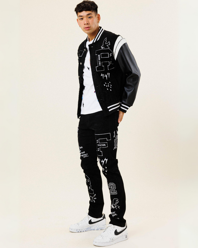 Black Yin|Yang Varsity Jacket