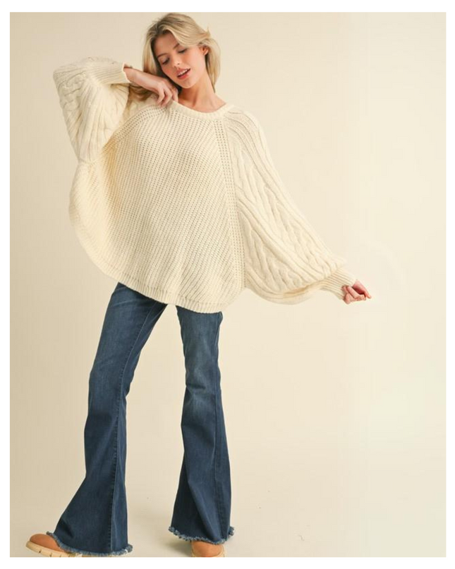 Oversized Cable Knit Sweater for Women