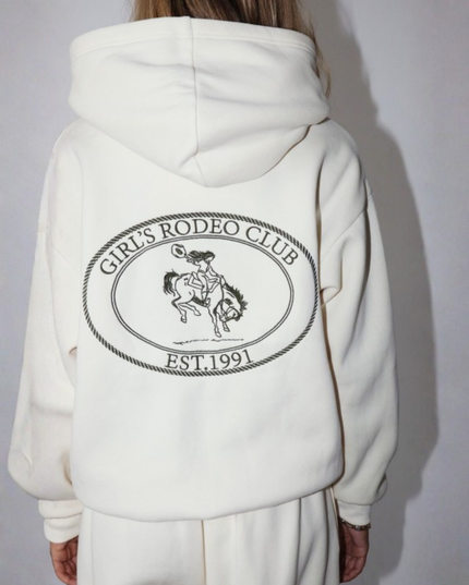 Rodeo Club Hoodie – Cream Oversized Pullover Sweatshirt