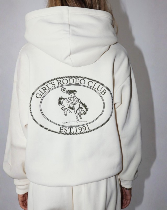 Rodeo Club Hoodie – Cream Oversized Pullover Sweatshirt