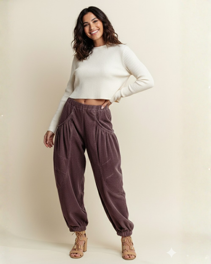 Burgundy Cargo Joggers – Wide Pocket Streetwear Pants