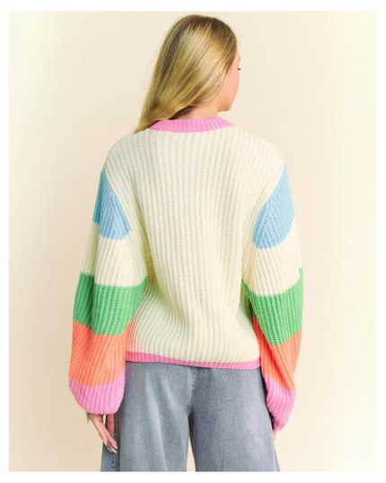 Peace & Color Knit Sweater - Retro Rainbow Vibes