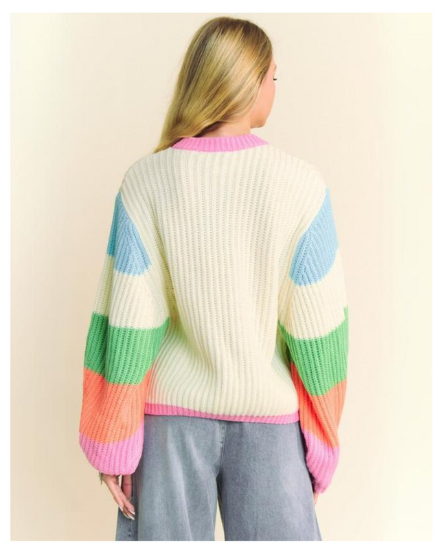 Peace & Color Knit Sweater - Retro Rainbow Vibes