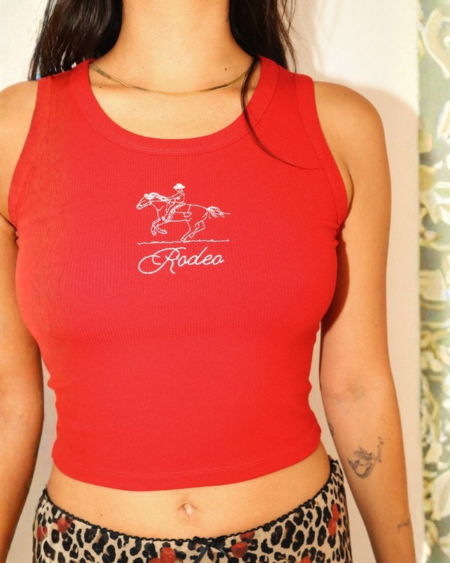 Rodeo Club Tank – Embroidered Scoopneck Crop Top